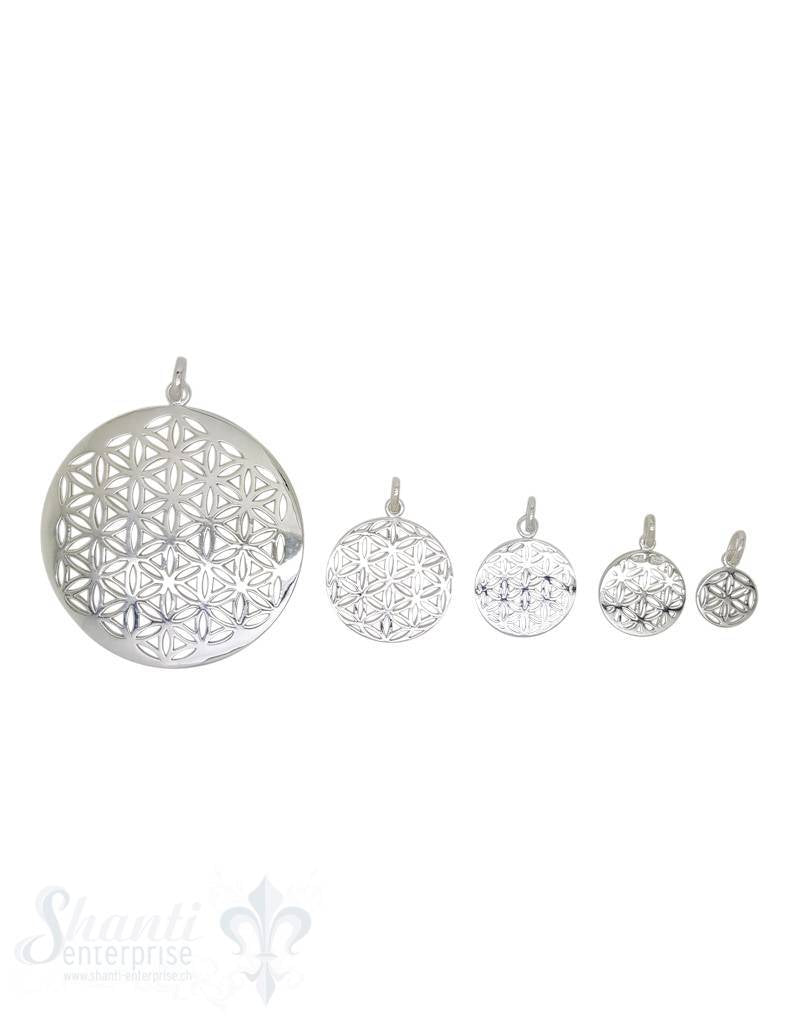 Anhänger Blume des Lebens rund mit Öse oval ID 3.8 mm Silber 925 ec