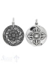 Anhänger Silber Amulett geschwärzt Sternzeichen chinesisch 30 mm mit Öse oval Hinten keltisches Kreuz
