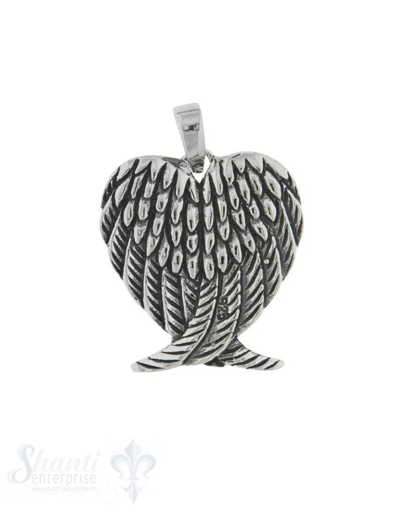 Anhänger Silber geschwärzt Flügelpaar gekreuzt 21x 20 mm