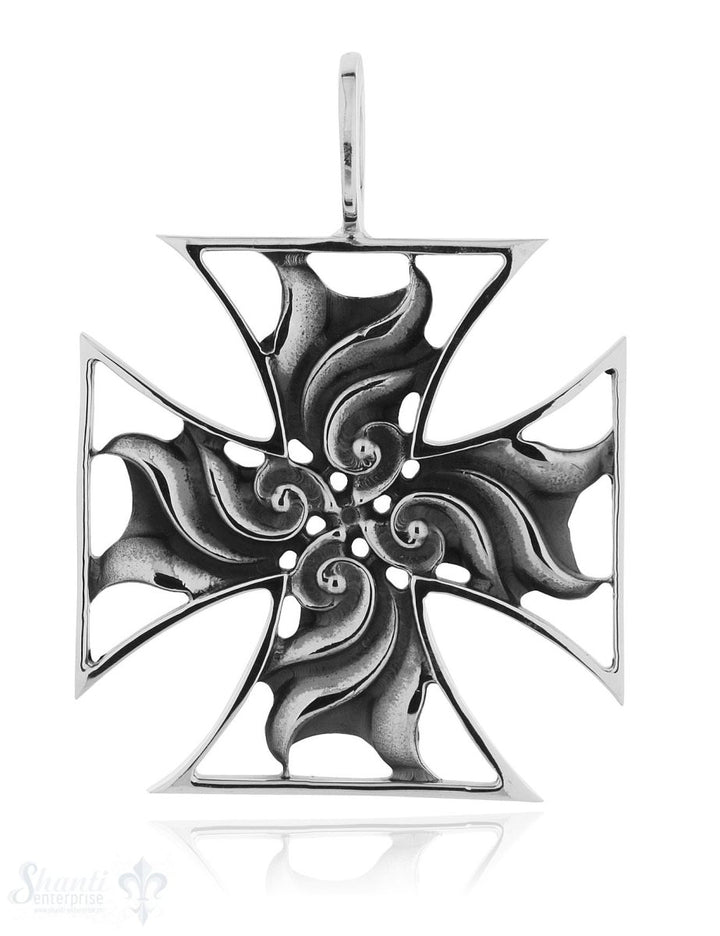 Anhänger Silber geschwärzt Kreuz verziert 49x49 mm - Shanti Enterprise AG