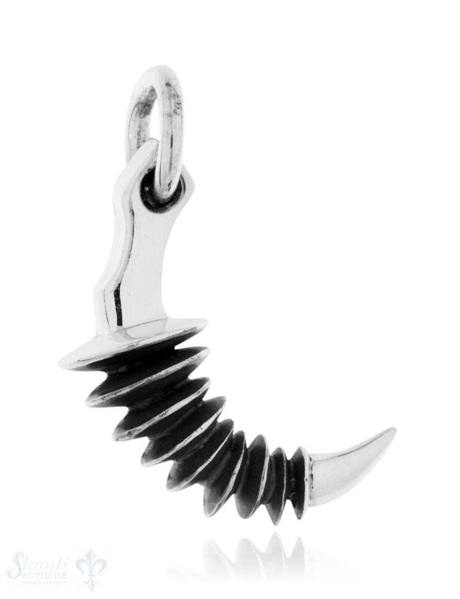 Anhänger Silber geschwärzt Zahn gerillt 31x18 mm - Shanti Enterprise AG