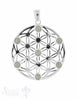 Anhänger Silber hell Blume des Lebens mit Steinen klein 7 Stück mit Öse 30 mm - Shanti Enterprise AG