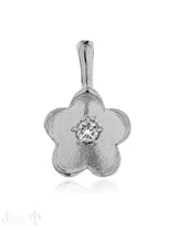 Anhänger Silber hell Blume mit Zirkonia in Mitte 1 4 mm