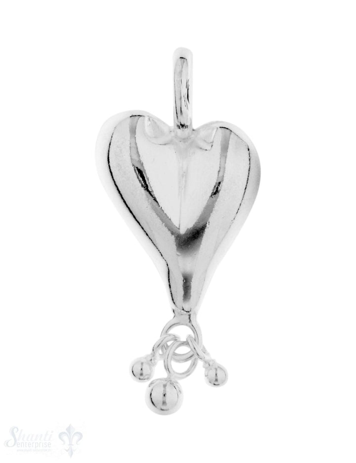 Anhänger Silber hell Herz asymetrisch mit Anhänger 28x13 mm - Shanti Enterprise AG