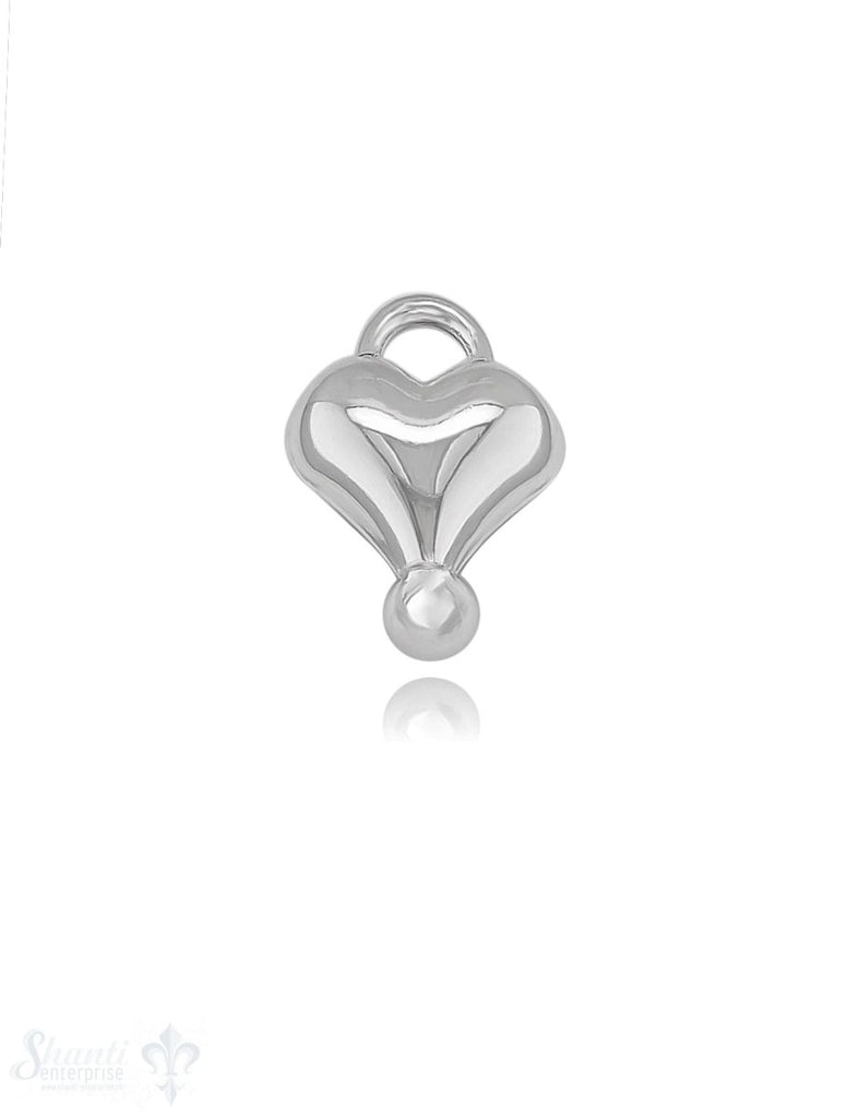 Anhänger Silber hell Herz mit Kugel unten Bügel oben 33x24 mm