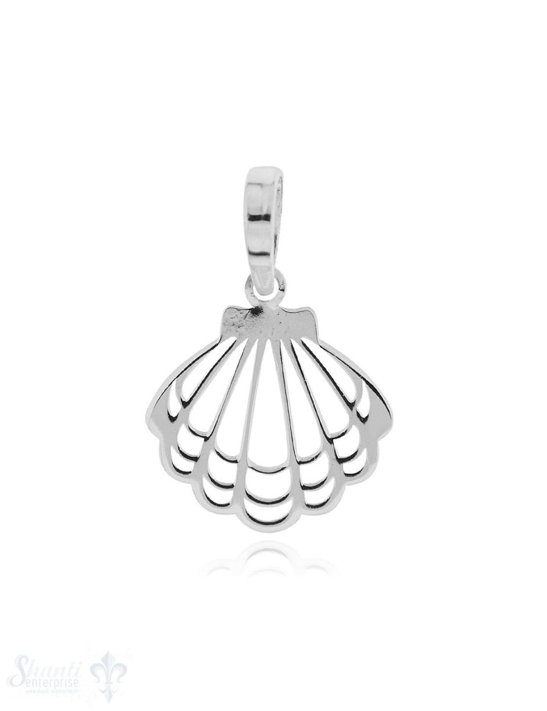 Anhänger Silber hell Muschel fein durchbrochen 13x 12 mm Pack = 2 Stk. - Shanti Enterprise AG