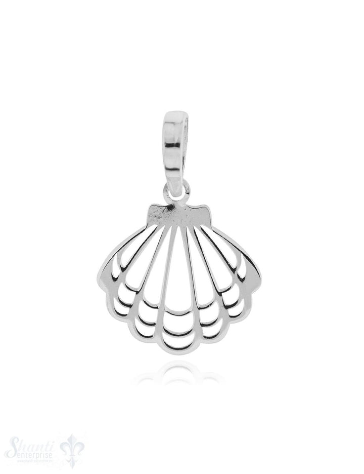 Anhänger Silber hell Muschel fein durchbrochen 13x 12 mm Pack = 2 Stk. - Shanti Enterprise AG