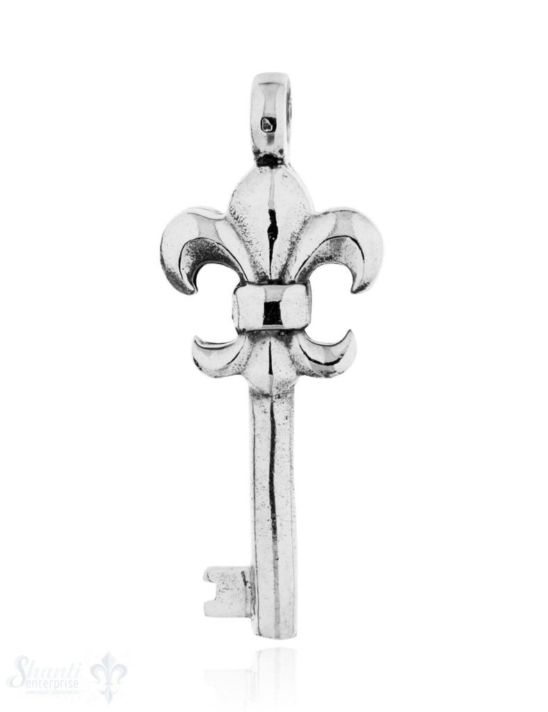 Anhänger Silber hell Schlüssel 47x19 mm mit Lilie - Shanti Enterprise AG