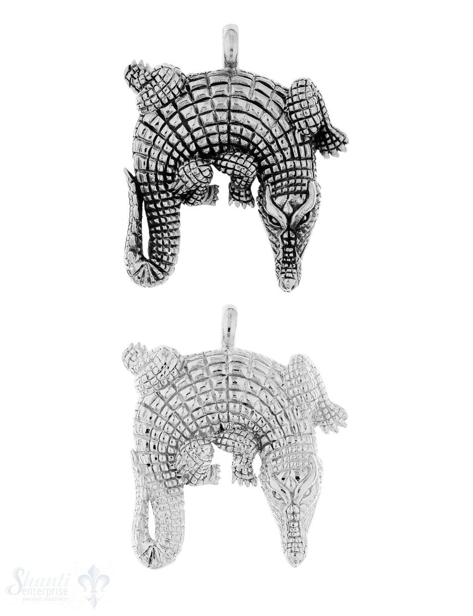 Anhänger Silber Krokodil gebogen 46x38 mm Öse fix - Shanti Enterprise AG