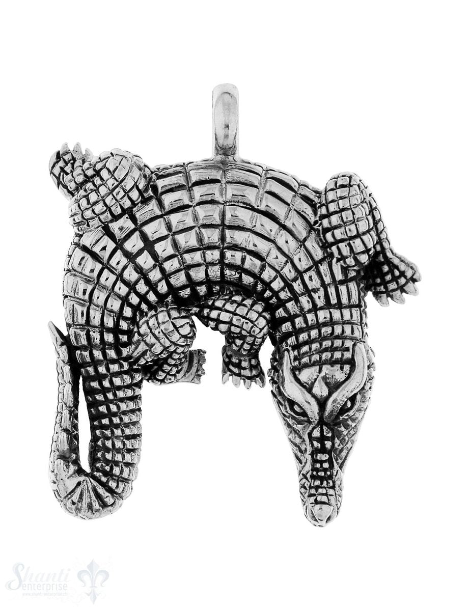 Anhänger Silber Krokodil gebogen 46x38 mm Öse fix - Shanti Enterprise AG
