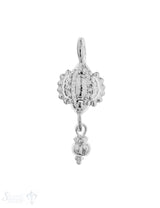 Anhänger Silber Kugel hell 10 mm gestreift gepunkt et mit Tropfenanhängerli Pack = 2 Stk.