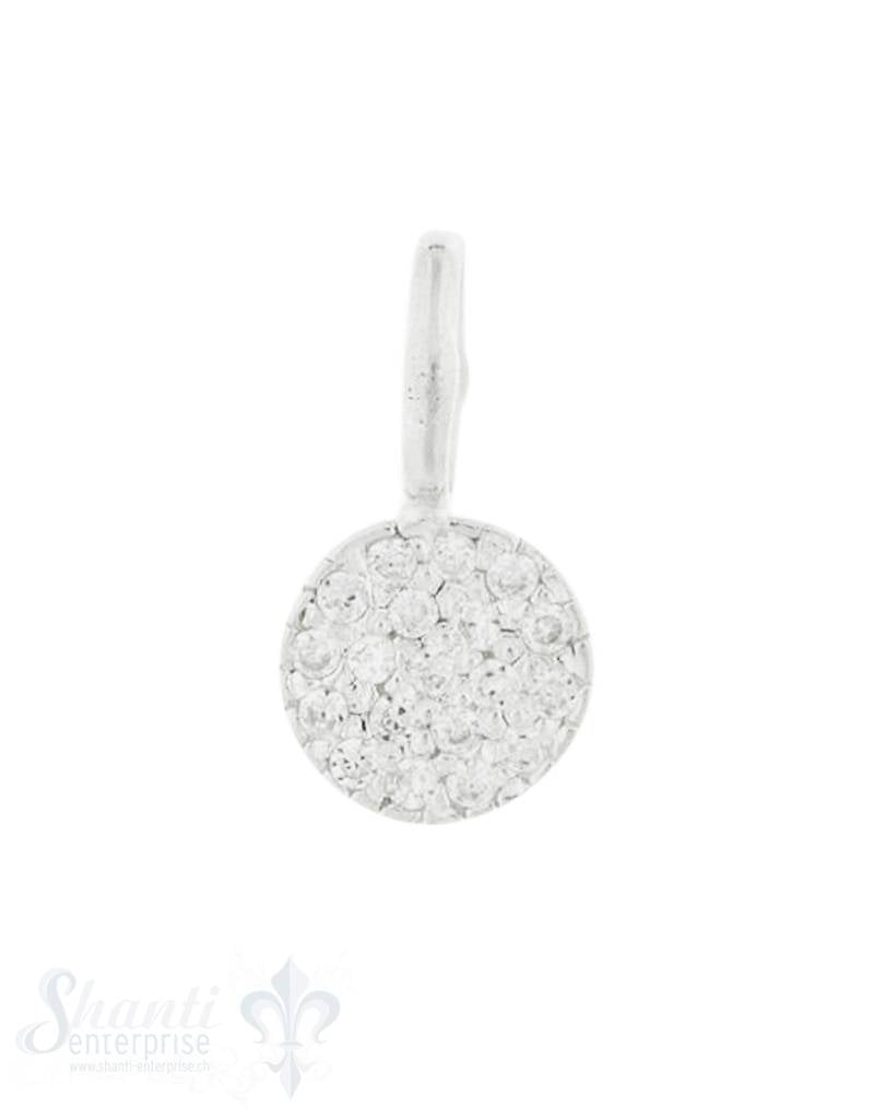 Anhänger Silber mit Zirkoniabesetzt 8 mm Öse fix Pack = 2 Stk. - Shanti Enterprise AG