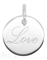 Anhänger Silber Plaquette poliert 16 mm Love Schrift hell eingraviert mit Öse