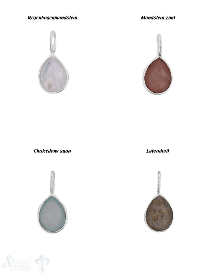 Anhänger Silber Tropfen facettiert 16x8 mm Öse gross fix iD 4 mm 1 Pack = 2 Stk. - Shanti Enterprise AG