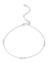 Anker Fusskette poliert u.3 mm Kugeln 21.5-26 cm fein Federringschloss Gösse verstellbar Silber 925