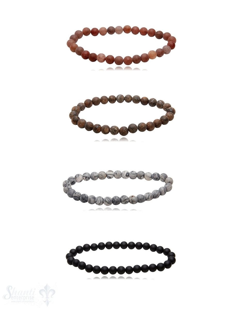Armband 6 - 6.5 mm matt rund auf Elastik 18 cm - Shanti Enterprise AG