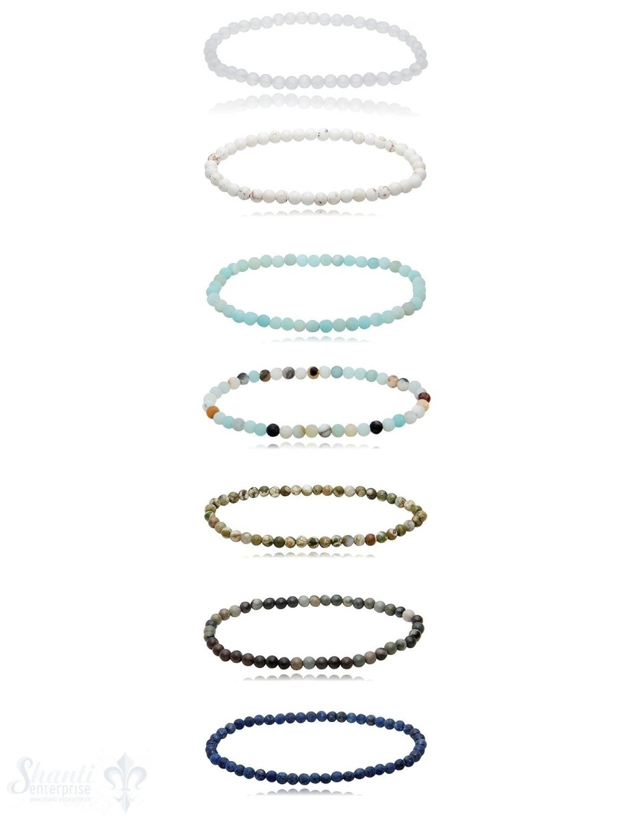 Armband matt rund 4 mm - 4.5 mm auf Elastik 18 cm - Shanti Enterprise AG