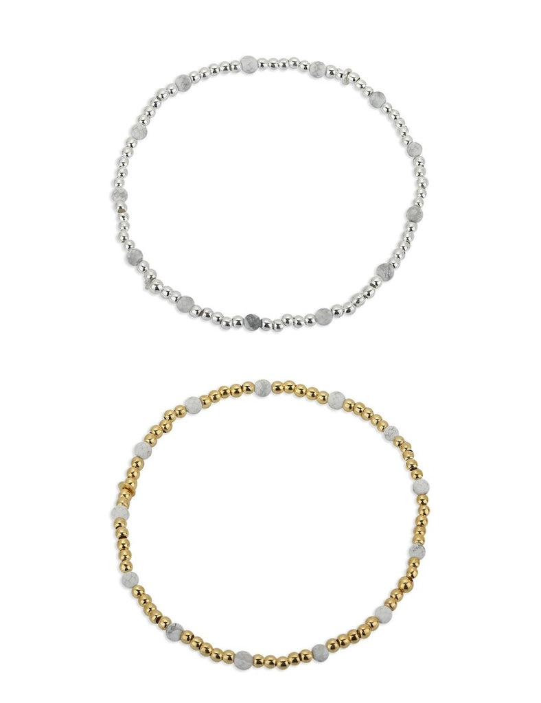 Armband mit Edelstein / Silber Kugeln verteilt Ø 2.5 mm 17 cm auf Elast - Shanti Enterprise AG