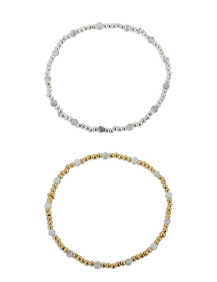 Armband mit Edelstein / Silber Kugeln verteilt Ø 2.5 mm 17 cm auf Elast - Shanti Enterprise AG