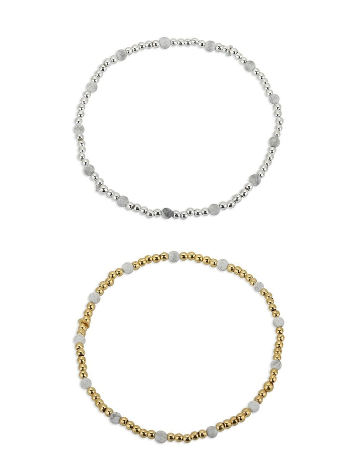 Armband mit Edelstein / Silber Kugeln verteilt Ø 2.5 mm 17 cm auf Elast - Shanti Enterprise AG