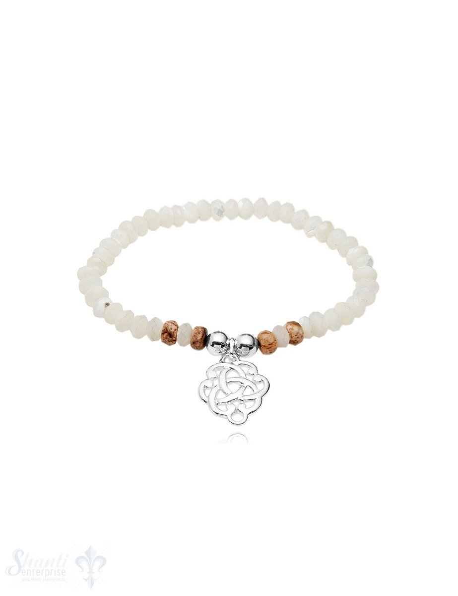 Armband mit Knoten Anhänger Silber auf Elastik 6 mm breit 18 cm lang - Shanti Enterprise AG