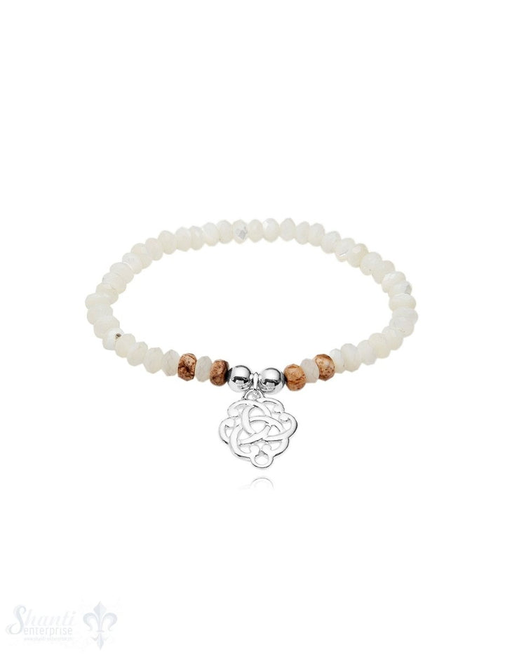 Armband mit Knoten Anhänger Silber auf Elastik 6 mm breit 18 cm lang - Shanti Enterprise AG