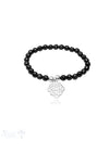 Armband mit Knoten Anhänger Silber auf Elastik 6 mm breit 18 cm lang - Shanti Enterprise AG