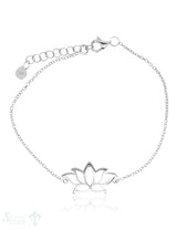 Armkette Anker fein Silber hell mit Lotusblume durchbrochen 16-19 cm Grössen verstellbar Karabiner