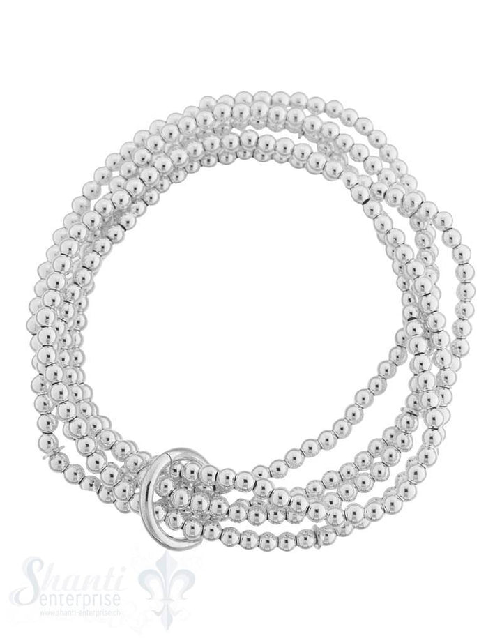 Armkette auf Elastik Silber Kügeli 3 mm 5-reihig mit dicker Öse poliert 18 cm - Shanti Enterprise AG