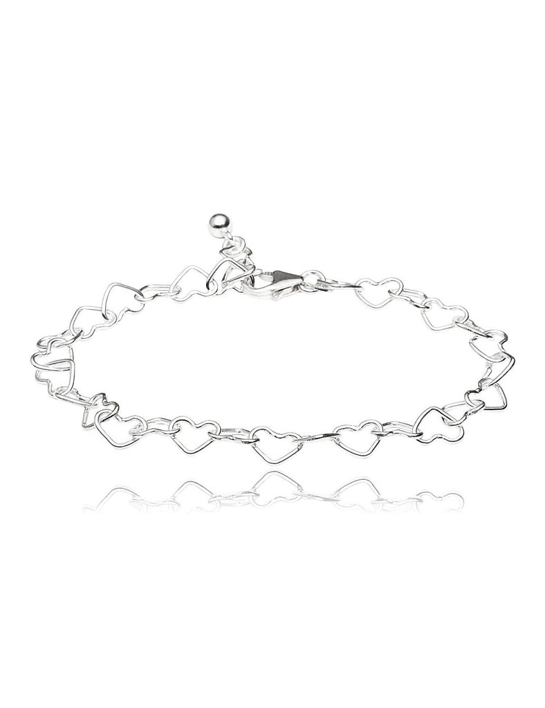 Armkette Herz offen fein 16-19,5 cm ineinander eingehängt Grössen verstellbar Karabiner Silber 925 - Shanti Enterprise AG