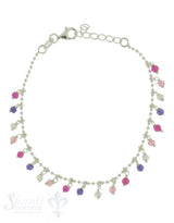Armkette Si-Kügeli mit Anhängern rosa-violett Zirkon gefärbt 17-19 cm verstellbar