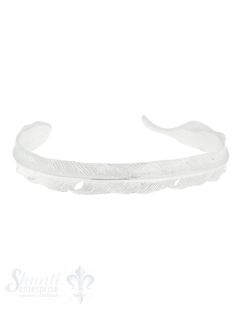 Armspange Silber Feder verziert weiss 9x56 cm offen - Shanti Enterprise AG