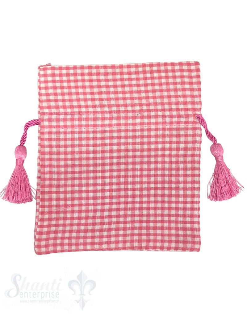 Baumwollsäckli, 25 Stk., kleinkariert, rosa - Shanti Enterprise AG