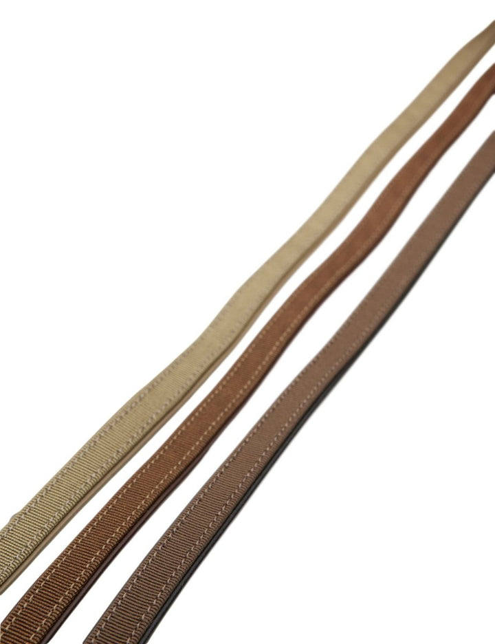 Beiges flaches Leder Textil sand oben Seiten genäh t unten beiges Leder per Meter Breite 10 mm Dicke - Shanti Enterprise AG