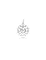 Blume des Lebens  Anhänger durchbrochen Ornament eingefasst Rand mit Punkten Öse oval 3.5×3 mm Silber 925