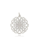 Blumen Amulett 40 mm Anhänger verziert poliert durchbrochen Öse oval ID 6×4 mm Silber 925
