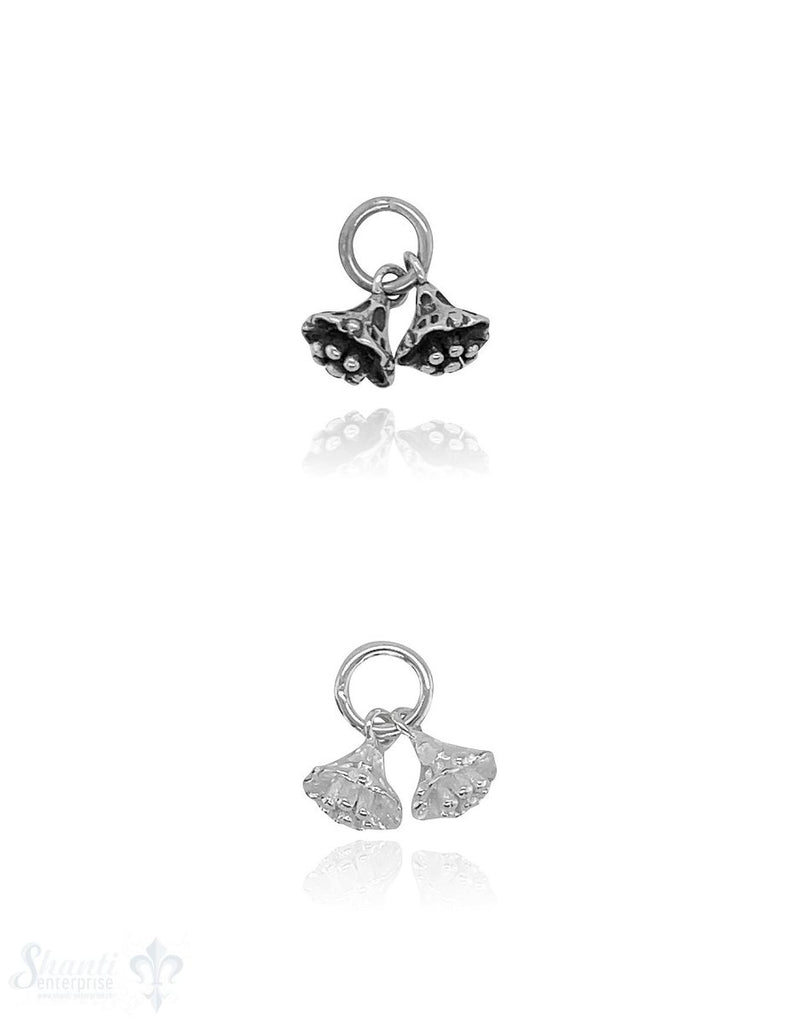 Blumen Anhänger 8x6 mm Silber 2 Blüten hängend in geschlossener Öse 1 Pack = 2 Stk. - Shanti Enterprise AG