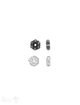 Blumen Element 8x 3 mm strahlenförmig gepunktet Silber geschwärzt  ID 1.3 mm 1 Pack = 5 Stk. ca. 5 g