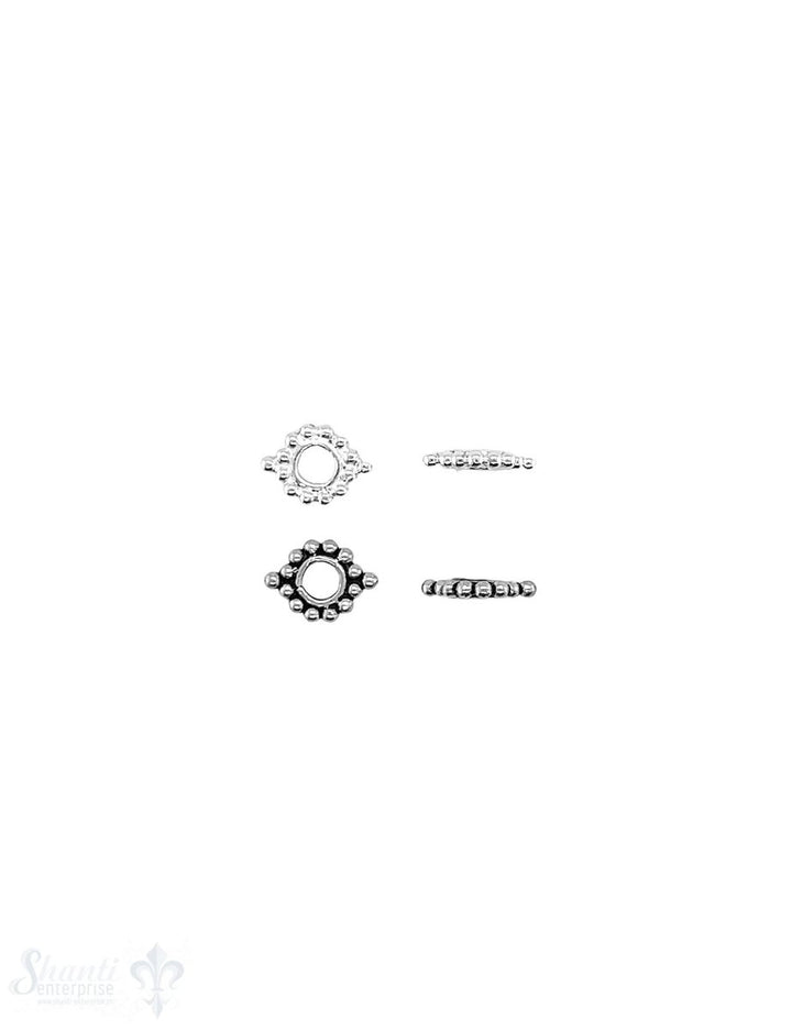 Blumen Element 8x6 mm Kugelkranz 1,3 mm beidseitig je 2 Doppelpunkte ID 2.5 mm - Shanti Enterprise AG