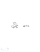 Blumen Perlkappe 10x3,8 mm 3-blättrig gehämmert Silber 925 hell  ID 1.6 mm 1Pack = 8 Stk. ca. 5 gr.