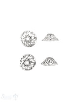 Blumen Perlkappe 14x5 mm Navette Muster ID 12 mm durchbrochen Silber 925 ID 2.5 mm 1 Pack = 6 Stk. c