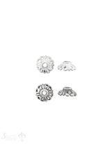 Blüten Perlkappe 10 mm mit 4 Herzen durchbrochen mit Rand Silber 925 ID 2.1 mm 1 Pack = 8 Stk. ca. 5