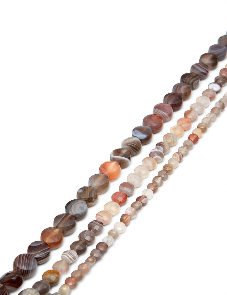 Botswana-Achat Strang grau-braun facettiert Disk dick 4 mm AAA (3.9-4.2 mm) 3.7mm dick - Shanti Enterprise AG