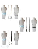 Brillen- oder Maskenkette 70 cm Leder 3 mm mit 2 Karabiner Silber und Gummischlaufen