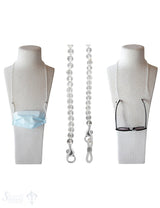 Brillen- oder Maskenkette 70 cm mit 2 Karabiner Silber und Gummischlaufen