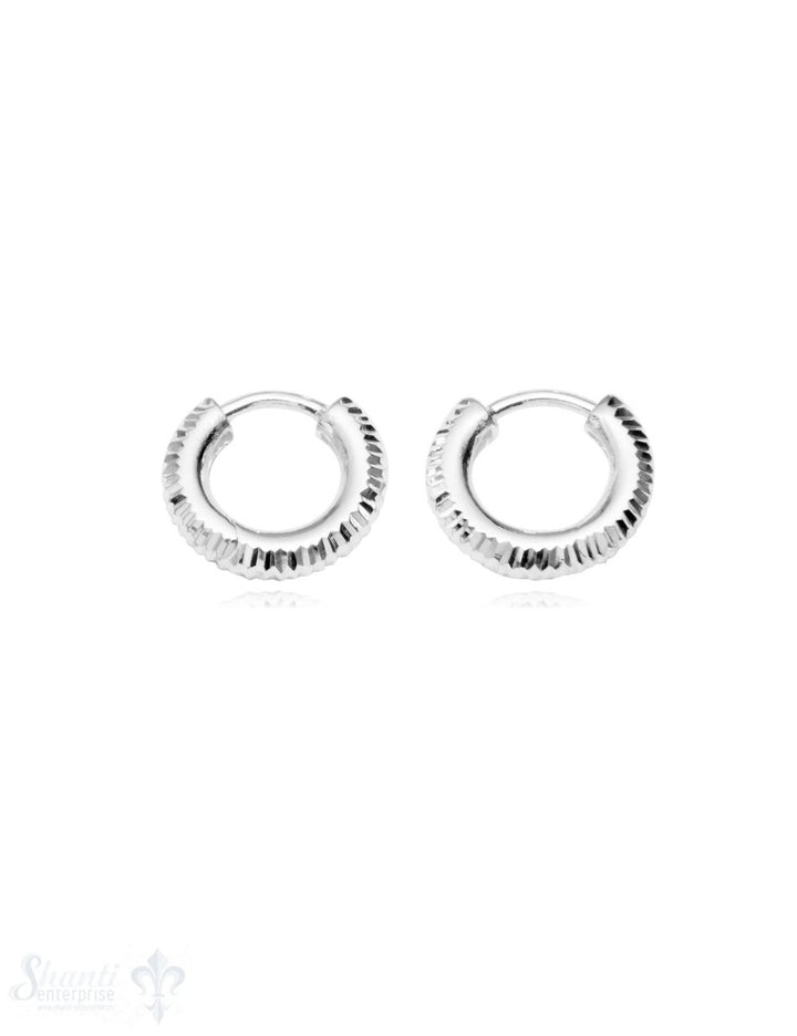 Creolen Silber hell 13 mm eingekerbt 3 mm breit - Shanti Enterprise AG