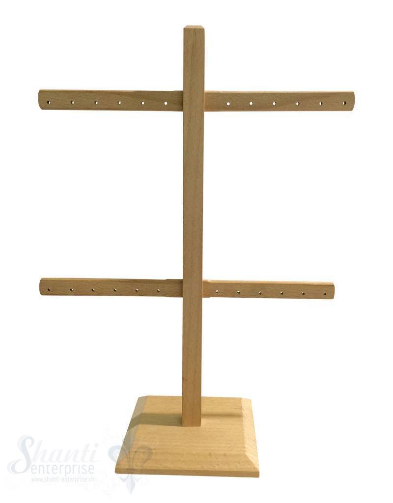 Display Buchen- Holz: Ohrhänger-Ständer für 12 Paar Ohrhänger/Stecker mit Fuss 22x28 cm - Shanti Enterprise AG