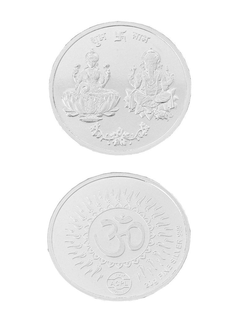 Diwali Silver Coins in 999 Fine Silver in 3 Different Sizes - Shanti Enterprise AG