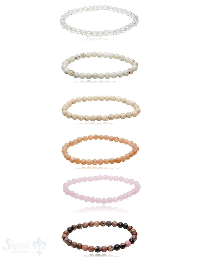 Edelstein Armband 6 mm - 6.5 mm facettiert rund auf Elastik 18 cm - Shanti Enterprise AG
