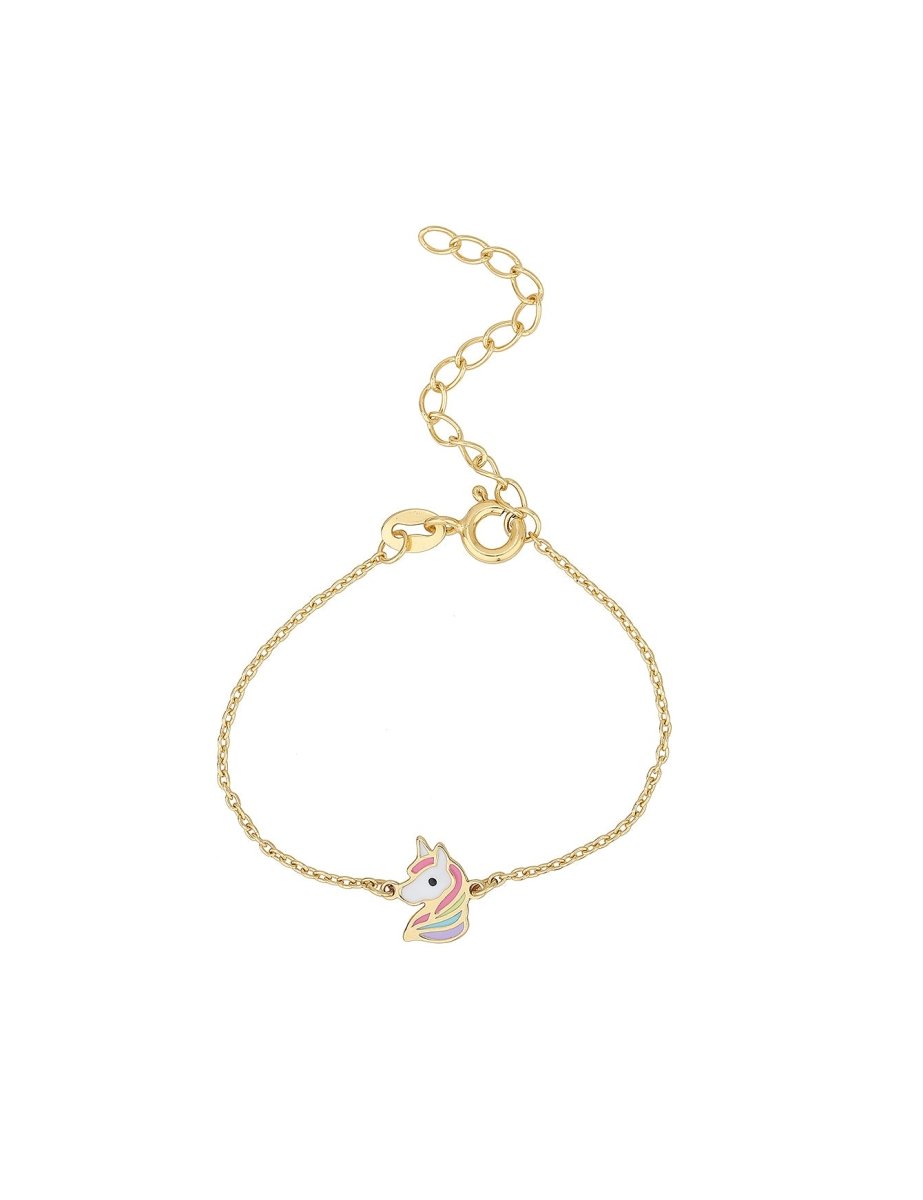Einhorn Armkette Anker 12-16 cm Kinder Schmuck mit Emaille Regenbogen Farben Grösse verstellbar - Shanti Enterprise AG